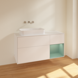 Тумба под раковину Villeroy & Boch Finion 120х50,1 см с подсветкой МДФ белый матовый лак/стекло белое матовое F691GMMT