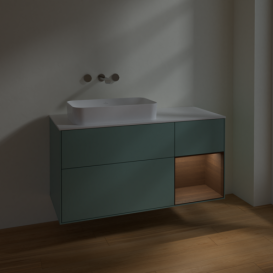 Тумба под раковину Villeroy & Boch Finion 120х50,1 см с подсветкой МДФ оливковый матовый лак/стекло белое матовое F691GNGM