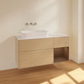 Тумба под раковину Villeroy & Boch Finion 120х50,1 см с подсветкой МДФ шпон дуба/стекло белое матовое F691GNPC