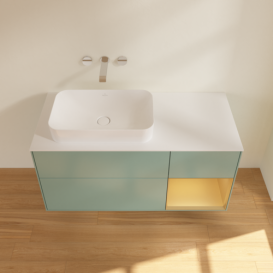 Тумба под раковину Villeroy & Boch Finion 120х50,1 см с подсветкой МДФ оливковый матовый лак/стекло белое матовое F691HFGM