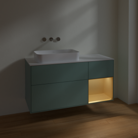 Тумба под раковину Villeroy & Boch Finion 120х50,1 см с подсветкой МДФ оливковый матовый лак/стекло белое матовое F691HFGM