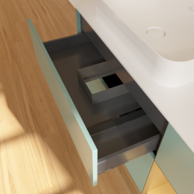 Тумба под раковину Villeroy & Boch Finion 120х50,1 см с подсветкой МДФ оливковый матовый лак/стекло белое матовое F691HFGM