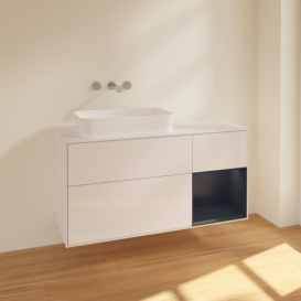 Тумба под раковину Villeroy & Boch Finion 120х50,1 см с подсветкой МДФ глянцевый белый лак/стекло белое матовое F691HGGF