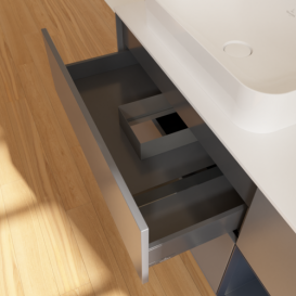 Тумба під раковину Villeroy & Boch Finion 120х50,1 см з підсвічуванням антрацит матовий лак/скло біле матове F691HGGK