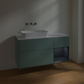 Тумба под раковину Villeroy & Boch Finion 120х50,1 см с подсветкой МДФ оливковый матовый лак/стекло белое матовое F691HGGM