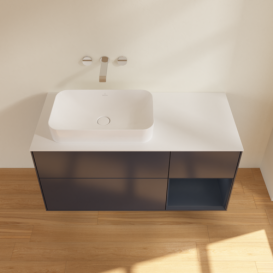 Тумба под раковину Villeroy & Boch Finion 120х50,1 см с подсветкой МДФ темно-синий матовый лак/стекло белое матовое F691HGHG