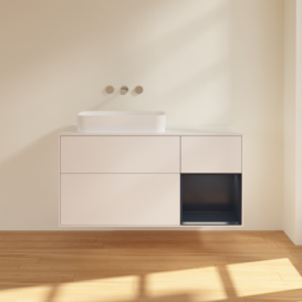 Тумба под раковину Villeroy & Boch Finion 120х50,1 см с подсветкой МДФ белый матовый лак/стекло белое матовое F691HGMT