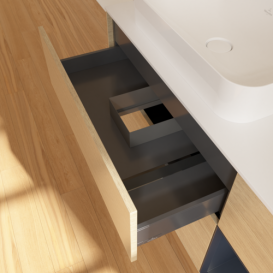 Тумба под раковину Villeroy & Boch Finion 120х50,1 см с подсветкой МДФ шпон дуба/стекло белое матовое F691HGPC