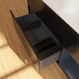 Тумба под раковину Villeroy & Boch Finion 120х50,1 см с подсветкой МДФ черный матовый лак/стекло белое матовое F691HGPD