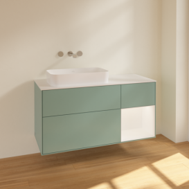 Тумба под раковину Villeroy & Boch Finion 120х50,1 см с подсветкой МДФ оливковый матовый лак/стекло белое матовое F691MTGM