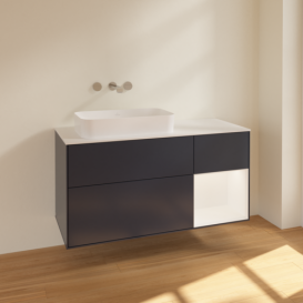 Тумба под раковину Villeroy & Boch Finion 120х50,1 см с подсветкой МДФ темно-синий матовый лак/стекло белое матовое F691MTHG