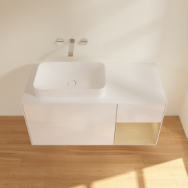 Тумба под раковину Villeroy & Boch Finion 120х50,1 см с подсветкой МДФ глянцевый белый лак/стекло белое матовое F691PCGF