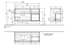 Тумба под раковину Villeroy & Boch Finion 120х50,1 см с подсветкой МДФ антрацит матовый лак/стекло белое матовое F691PCGK