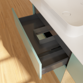 Тумба під раковину Villeroy & Boch Finion 120х50,1 см із підсвічуванням МДФ оливковий матовий лак/скло біле матове F691PCGM