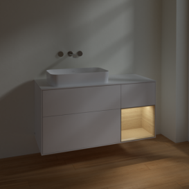 Тумба под раковину Villeroy & Boch Finion 120х50,1 см с подсветкой МДФ белый матовый лак/стекло белое матовое F691PCMT