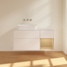 Тумба под раковину Villeroy & Boch Finion 120х50,1 см с подсветкой МДФ белый матовый лак/стекло белое матовое F691PCMT