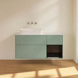 Тумба под раковину Villeroy & Boch Finion 120х50,1 см с подсветкой МДФ оливковый матовый лак/стекло белое матовое F691PDGM