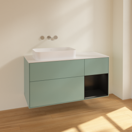 Тумба под раковину Villeroy & Boch Finion 120х50,1 см с подсветкой МДФ оливковый матовый лак/стекло белое матовое F691PDGM