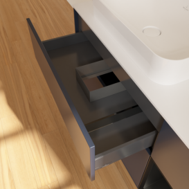 Тумба под раковину Villeroy & Boch Finion 120х50,1 см с подсветкой МДФ темно-синий матовый лак/стекло белое матовое F691PDHG