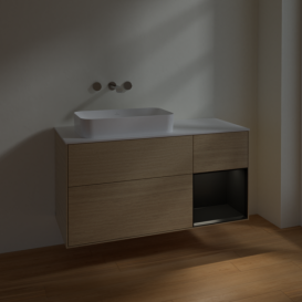 Тумба под раковину Villeroy & Boch Finion 120х50,1 см с подсветкой МДФ шпон дуба/стекло белое матовое F691PDPC