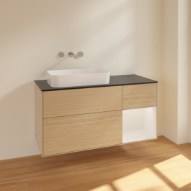 Тумба под раковину Villeroy & Boch Finion 120х50,1 см с подсветкой МДФ шпон дуба/стекло черное матовое F692GFPC