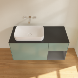 Тумба под раковину Villeroy & Boch Finion 120х50,1 см с подсветкой МДФ оливковый матовый лак/стекло черное матовое F692GKGM