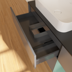 Тумба под раковину Villeroy & Boch Finion 120х50,1 см с подсветкой МДФ антрацит матовый лак/стекло черное матовое F692GMGK