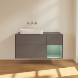 Тумба под раковину Villeroy & Boch Finion 120х50,1 см с подсветкой МДФ антрацит матовый лак/стекло черное матовое F692GMGK