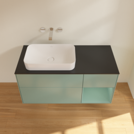 Тумба под раковину Villeroy & Boch Finion 120х50,1 см с подсветкой МДФ оливковый матовый лак/стекло черное матовое F692GMGM