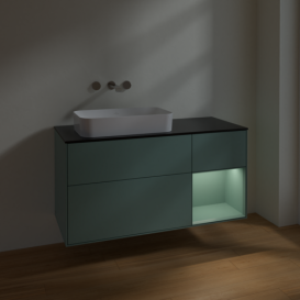 Тумба под раковину Villeroy & Boch Finion 120х50,1 см с подсветкой МДФ оливковый матовый лак/стекло черное матовое F692GMGM