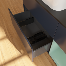 Тумба под раковину Villeroy & Boch Finion 120х50,1 см с подсветкой МДФ темно-синий матовый лак/стекло черное матовое F692GMHG