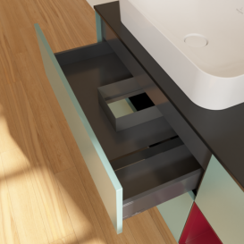 Тумба под раковину Villeroy & Boch Finion 120х50,1 см с подсветкой МДФ оливковый матовый лак/стекло черное матовое F692HBGM