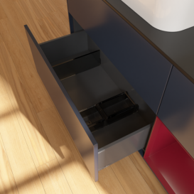 Тумба под раковину Villeroy & Boch Finion 120х50,1 см с подсветкой МДФ темно-синий матовый лак/стекло черное матовое F692HBHG