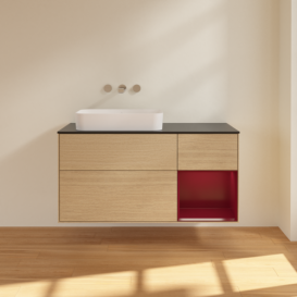 Тумба под раковину Villeroy & Boch Finion 120х50,1 см с подсветкой МДФ шпон дуба/стекло черное матовое F692HBPC