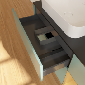 Тумба под раковину Villeroy & Boch Finion 120х50,1 см с подсветкой МДФ оливковый матовый лак/стекло черное матовое F692HFGM