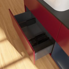 Тумба под раковину Villeroy & Boch Finion 120х50,1 см с подсветкой МДФ пион матовый лак/стекло черное матовое F692HGHB