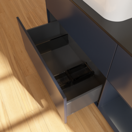 Тумба под раковину Villeroy & Boch Finion 120х50,1 см с подсветкой МДФ темно-синий матовый лак/стекло черное матовое F692HGHG