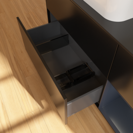 Тумба под раковину Villeroy & Boch Finion 120х50,1 см с подсветкой МДФ черный матовый лак/стекло черное матовое F692HGPD