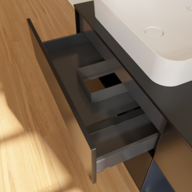 Тумба под раковину Villeroy & Boch Finion 120х50,1 см с подсветкой МДФ черный матовый лак/стекло черное матовое F692HGPD