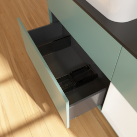 Тумба под раковину Villeroy & Boch Finion 120х50,1 см с подсветкой МДФ оливковый матовый лак/стекло черное матовое F692MTGM