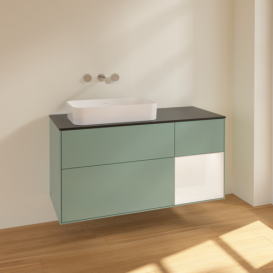 Тумба под раковину Villeroy & Boch Finion 120х50,1 см с подсветкой МДФ оливковый матовый лак/стекло черное матовое F692MTGM