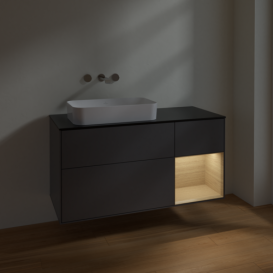 Тумба под раковину Villeroy & Boch Finion 120х50,1 см с подсветкой МДФ антрацит матовый лак/стекло черное матовое F692PCGK