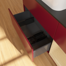 Тумба під раковину Villeroy & Boch Finion 120х50,1 см з підсвічуванням МДФ півонія матовий лак/скло чорне матове F692PCHB