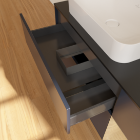 Тумба под раковину Villeroy & Boch Finion 120х50,1 см с подсветкой МДФ темно-синий матовый лак/стекло черное матовое F692PCHG