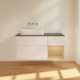 Тумба под раковину Villeroy & Boch Finion 120х50,1 см с подсветкой МДФ белый матовый лак/стекло черное матовое F692PCMT