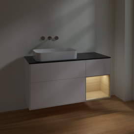 Тумба под раковину Villeroy & Boch Finion 120х50,1 см с подсветкой МДФ белый матовый лак/стекло черное матовое F692PCMT