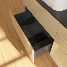 Тумба под раковину Villeroy & Boch Finion 120х50,1 см с подсветкой МДФ шпон дуба/стекло черное матовое F692PCPC