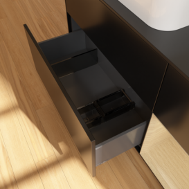 Тумба под раковину Villeroy & Boch Finion 120х50,1 см с подсветкой МДФ черный матовый лак/стекло черное матовое F692PCPD