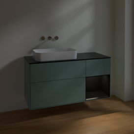 Тумба под раковину Villeroy & Boch Finion 120х50,1 см с подсветкой МДФ оливковый матовый лак/стекло черное матовое F692PDGM