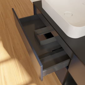 Тумба под раковину Villeroy & Boch Finion 120х50,1 см с подсветкой МДФ темно-синий матовый лак/стекло черное матовое F692PDHG